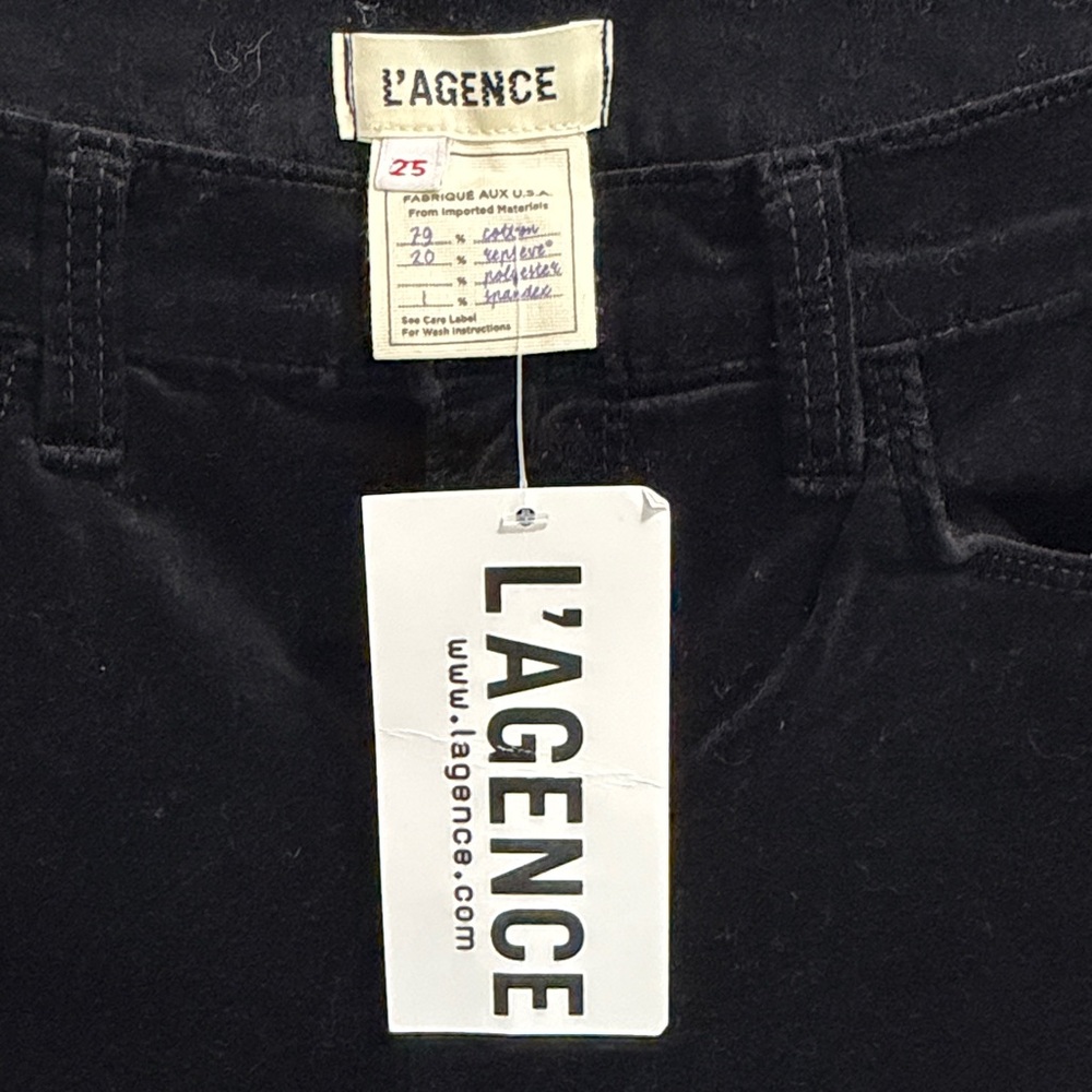 L'AGENCE Marguerite Black Velvet High Rise Skinny Stretch Pants Size 25 - Picture 4 of 5